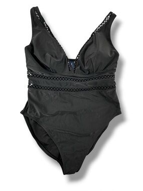 Swimsuits For All Black Lattice Trim One Piece Swimsuit Size 18 Excellent Condit